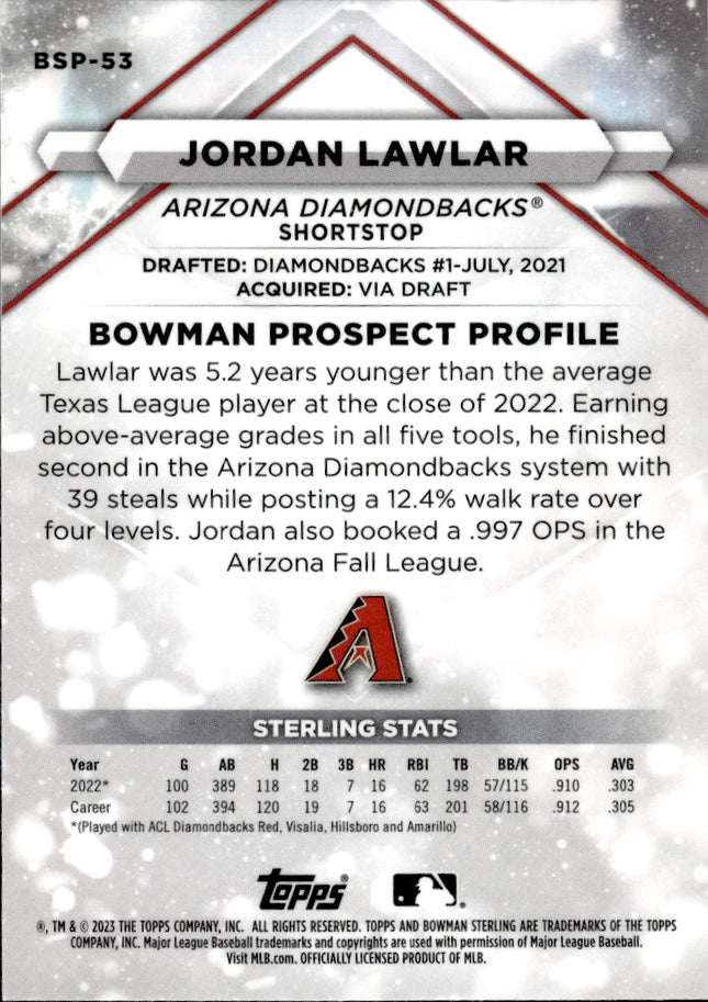 2023 Bowman Sterling #BSP-53 Jordan Lawlar