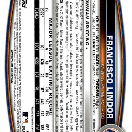 2023 Bowman Chrome #24 Francisco Lindor