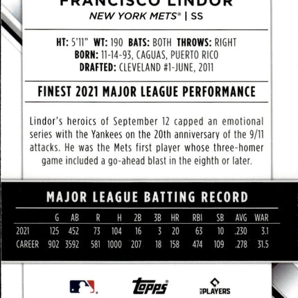 2022 Finest #73 Francisco Lindor