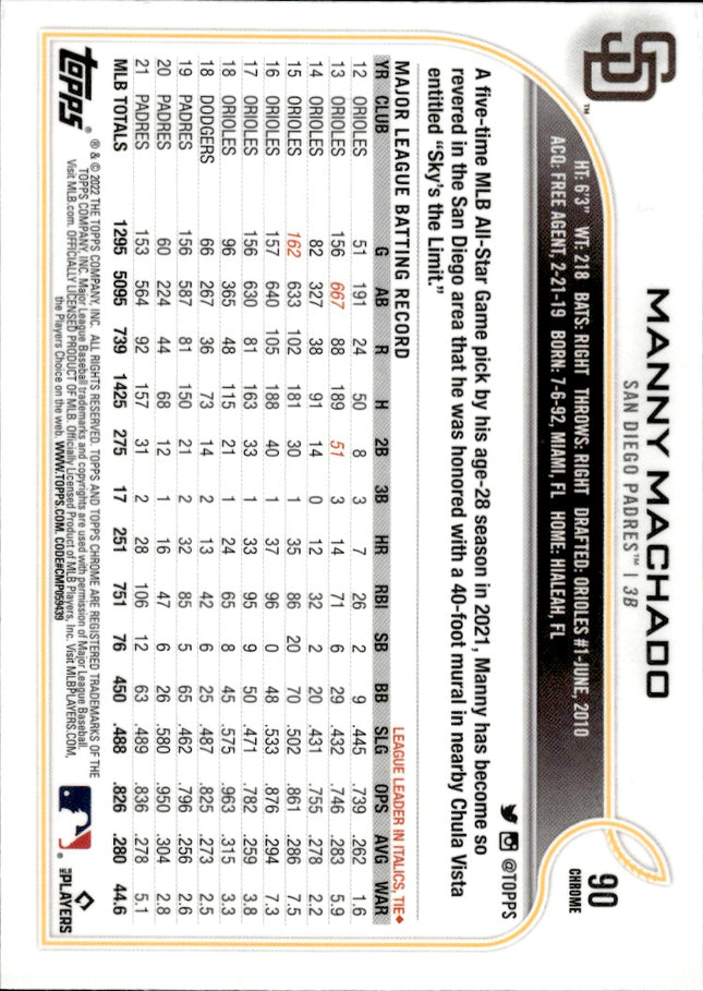 2022 Topps Chrome Sonic #90 Manny Machado