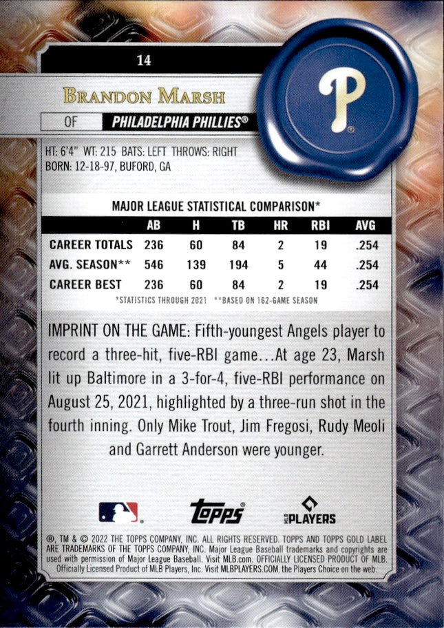 2022 Topps Gold Label #14 Brandon Marsh