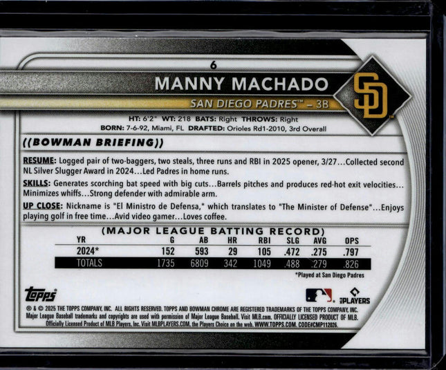 2025 Bowman Chrome #6 Manny Machado Blue Geometric #/150