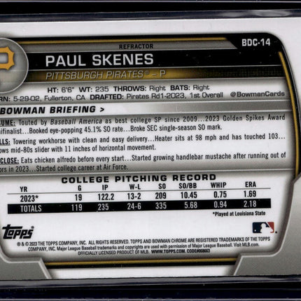 2023 Bowman Draft #BDC-14 Paul Skenes Chrome Refractor