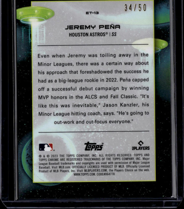 2023 Topps Chrome Cosmic #ET-13 Jeremy Peña Extraterrestrial Talent Gold /50