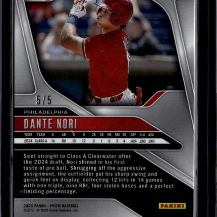 2025 Panini Prizm #242 Dante Nori Black Gold Prizms #/5