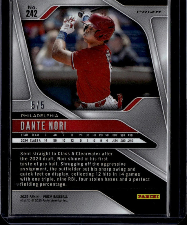 2025 Panini Prizm #242 Dante Nori Black Gold Prizms #/5